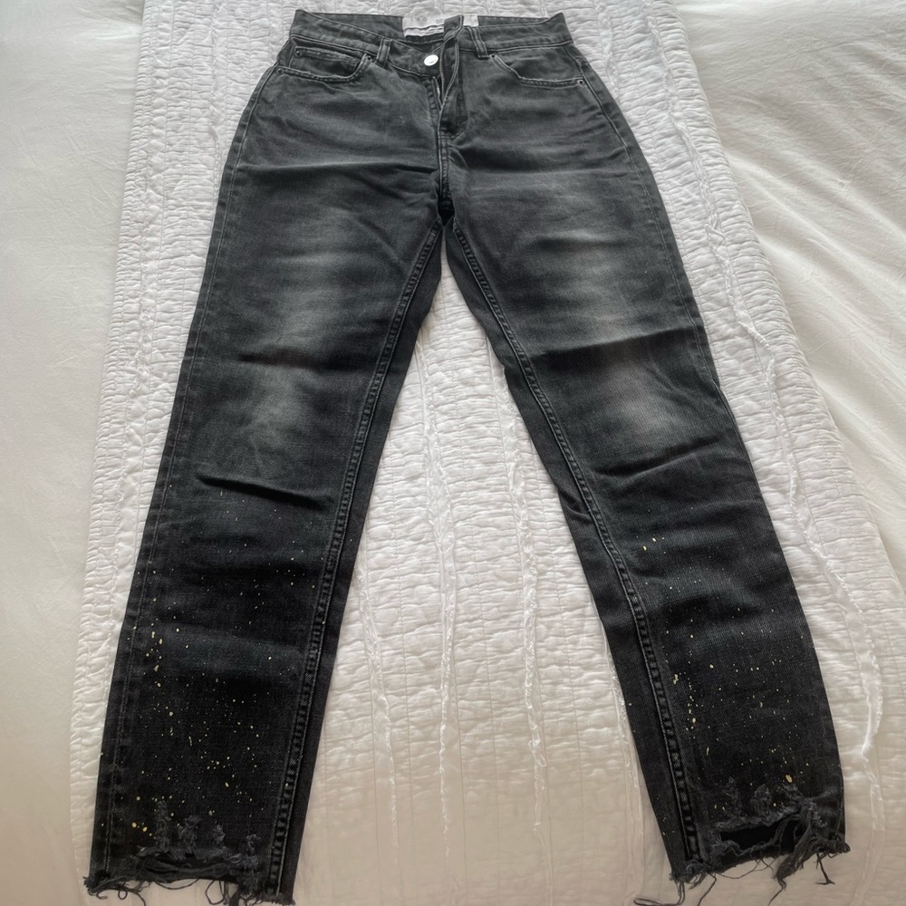 Iro Black Straight-Leg Pants with Paint Splatters